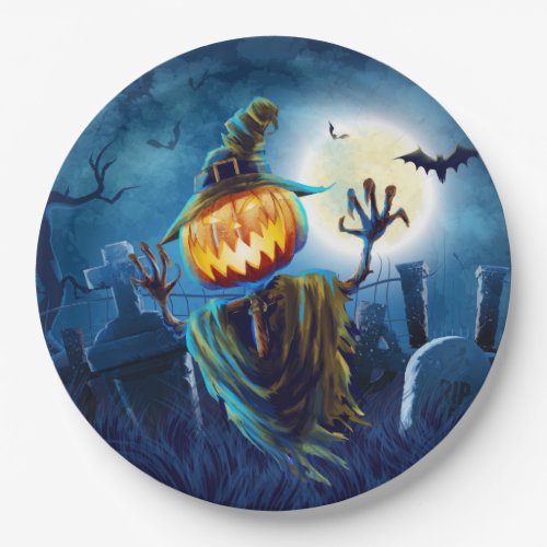 Halloween Scary Scene 5 Pumpkin Both Sizes Paper Plates