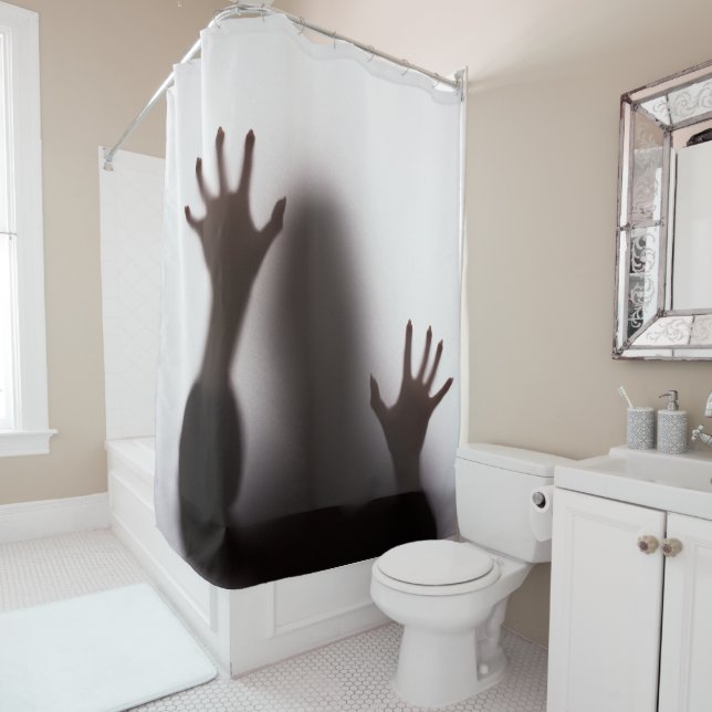 Halloween Scary Silhouette Woman Shower Curtain (In Situ)