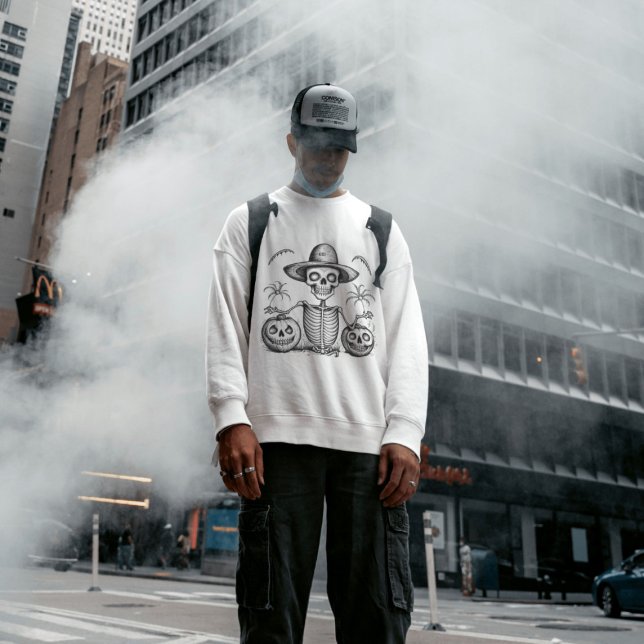 Halloween Scary Skeleton and Spooky Pumpkins  Sweatshirt (Creator Uploaded)