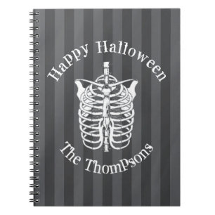 Halloween Scary Skeleton Black White X Ray Notebook
