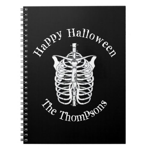 Halloween Scary Skeleton Black White X Ray Notebook