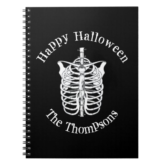 Halloween Scary Skeleton Black White X Ray Notebook (Front)