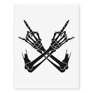 Halloween Scary Skeleton Rocker Hands Temporary Tattoos