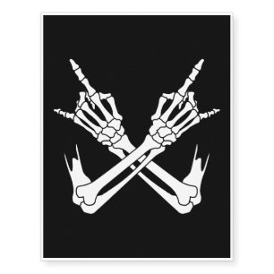 Halloween Scary Skeleton Rocker Hands Temporary Tattoos
