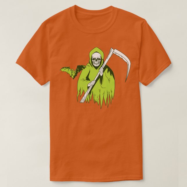 Halloween Scary skull ghost with bat T-Shirt (Design Front)
