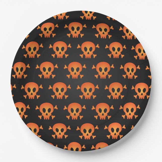 Halloween Scary Skull Pattern Paper Plates (Front)