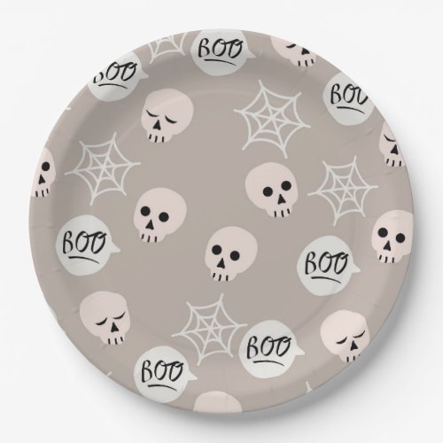 Halloween Scary Skull Spider Pattern Paper Plates