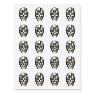 Halloween Scary Skull with White Biker Helmet Temporary Tattoos