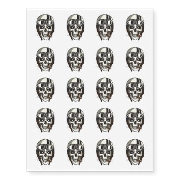 Halloween Scary Skull with White Biker Helmet Temporary Tattoos Halloween Scary Skull with White Biker Helmet Temporary Tattoos