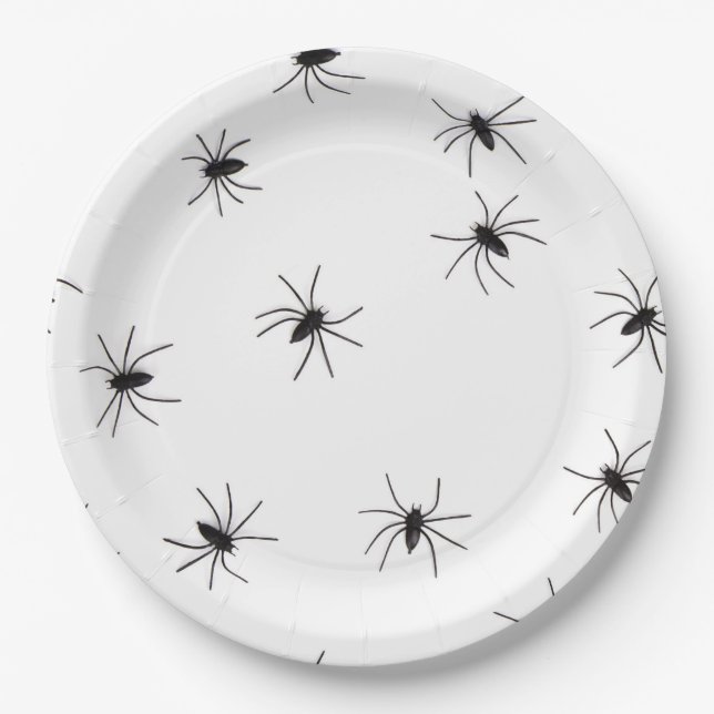 Halloween Scary Spider Pattern Paper Plates (Front)