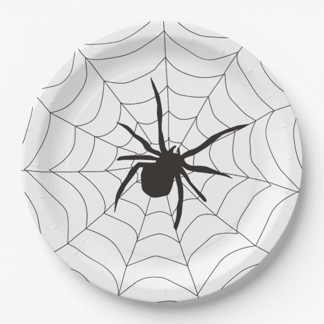 Halloween Scary Spider Pattern Paper Plates (Front)