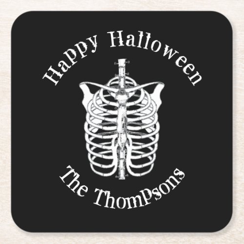 Halloween Scary Spooky Creepy Skeleton Square Paper Coaster