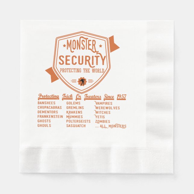 Halloween Scary Spooky Monster Security Funny Napkins (Front)