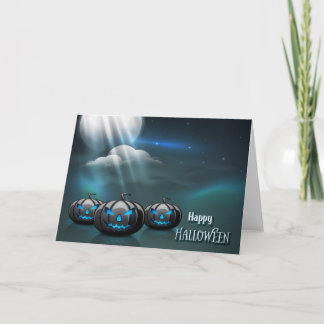 Halloween - Scary Trio Pumpkins Moon Card