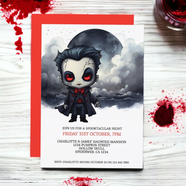 Halloween Scary Vampire Under a Full Moon Invitation (Halloween Scary Vampire Under a Full Moon Invitations from Ricaso)
