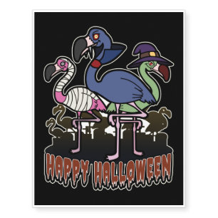 Halloween Scary Vampire Witch Mummy Flamingos Temporary Tattoos
