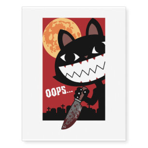 Halloween Scary Witch Killer Cat Trick or Treat Temporary Tattoos