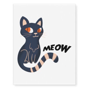 Halloween Scary Witch Meow Cat Trick or Treat Temporary Tattoos
