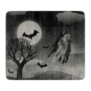 Halloween Scene Decorative Glass Cutting Board