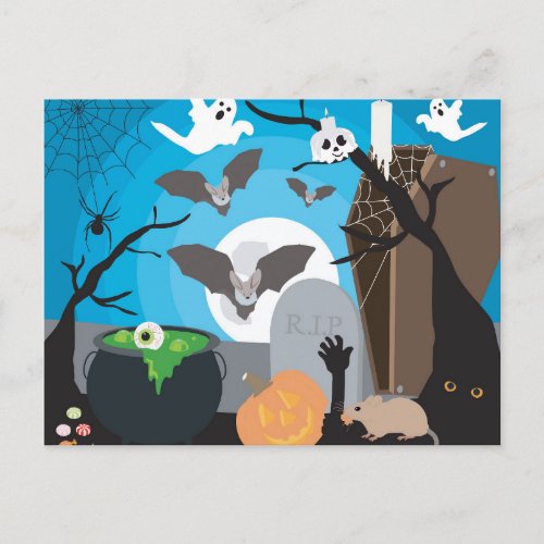 Halloween Scene Postcard