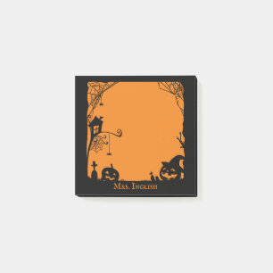 Halloween Scene Pumpkins and Spiderwebs Post-it Notes