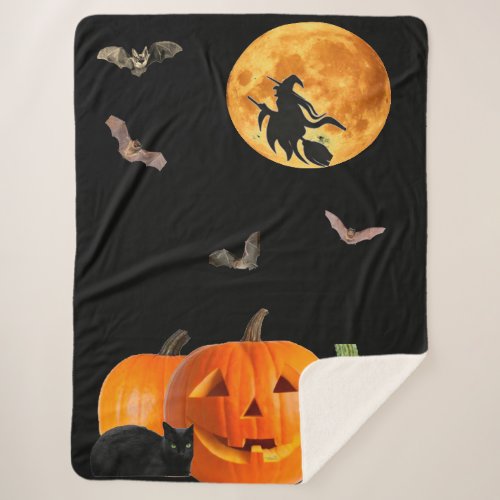 Halloween Scene Sherpa Blanket