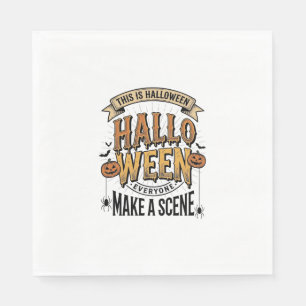 Halloween Scene Shirt Vintage Engraving Pumpkin De Napkins