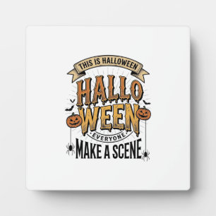 Halloween Scene Shirt Vintage Engraving Pumpkin De Plaque