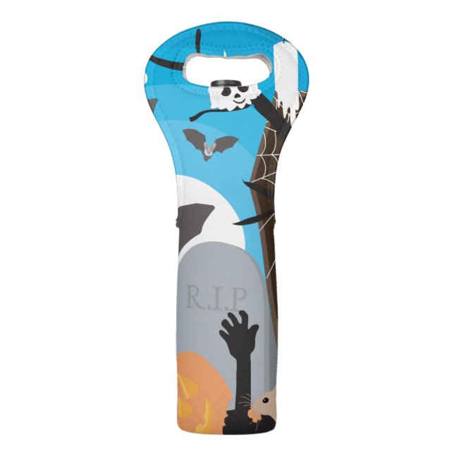 Halloween Scene  Wine Bag (Front)