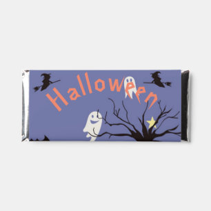 Halloween Scene with ghosts witches and bats     Hershey Bar Favors