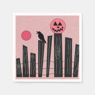 Halloween scene with pink paper  napkins