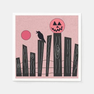 Halloween scene with pink paper napkins