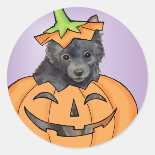 Halloween Schipperke Classic Round Sticker