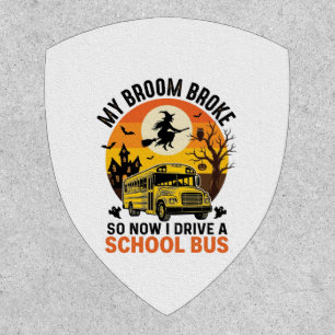 Halloween School Bus Witch Vintage Teacher Design_ Patch