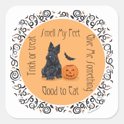 Halloween Scottish Terrier Square Sticker