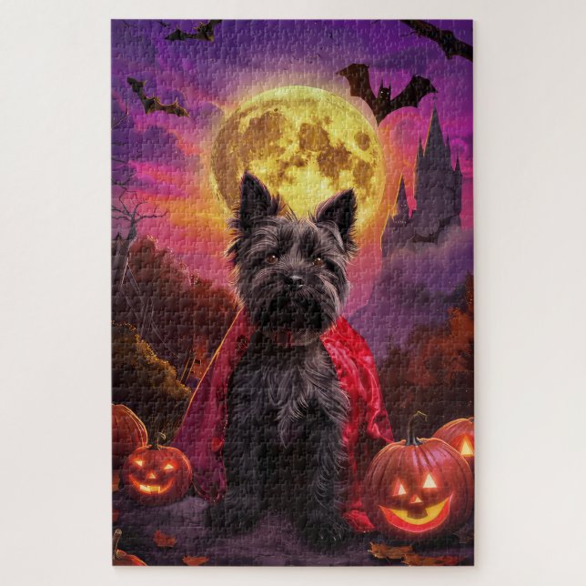 Halloween Scottish Terrier Vampire Pumpkins Scary Jigsaw Puzzle (Vertical)