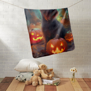Halloween Scottish Terrier With Pumpkins Scary Baby Blanket