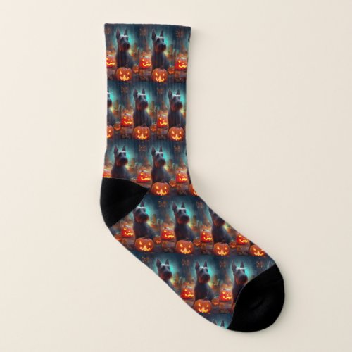 Halloween Scottish Terrier With Pumpkins Scary  Socks