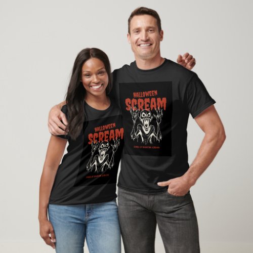 Halloween Scream black T_Shirt