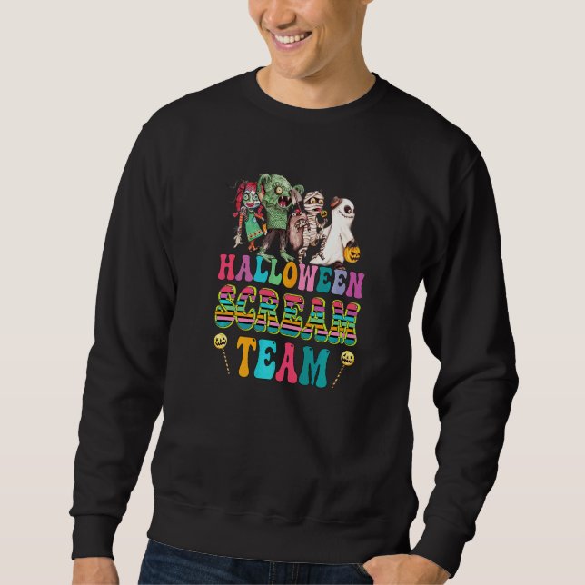 Halloween Scream Team Retro Hippy Style Sweatshirt (Front)