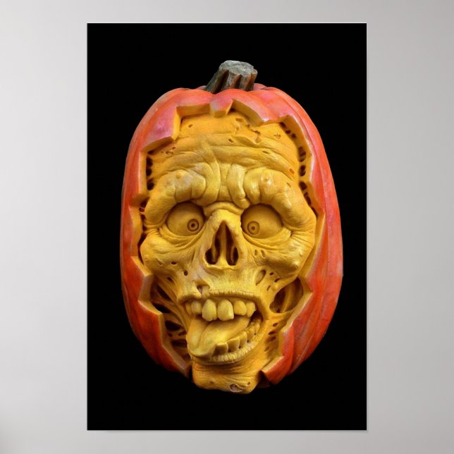 Halloween Sculpted Jack-O’-Lantern Scary Face Poster (Front)