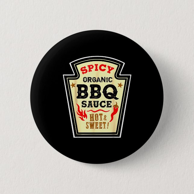 Halloween Scy Bbq Sauce Funny Food Costume Men Wom Button (Front)