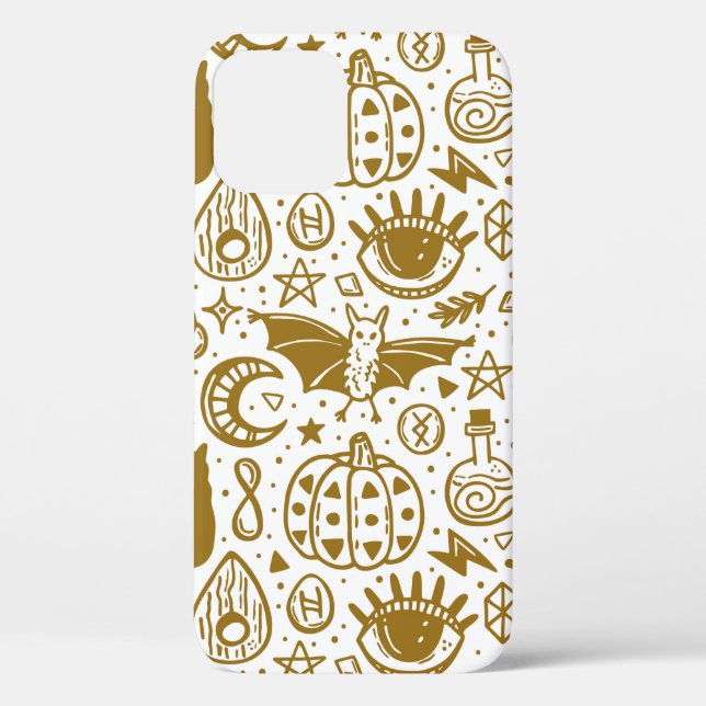 Halloween seamless pattern. Holiday golden ink sil Case-Mate iPhone Case (Back)