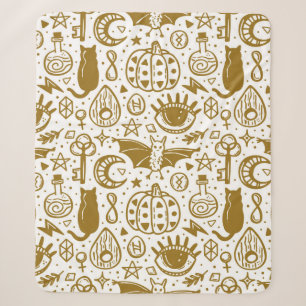 Halloween seamless pattern. Holiday golden ink sil Sherpa Blanket