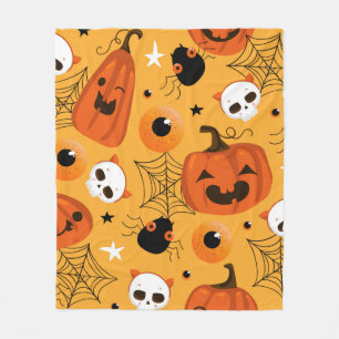 Halloween seamless pattern with cute pumpkins, sku fleece blanket