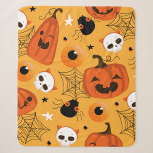Halloween seamless pattern with cute pumpkins, sku sherpa blanket