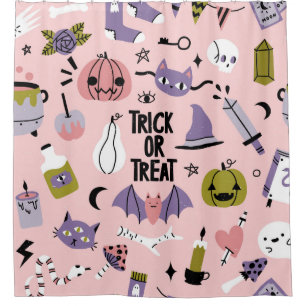 Halloween seamless pattern with different cute car shower curtain