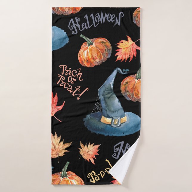 Halloween seamless pattern with halloween pumpkin, bath towel (Bath Towel)