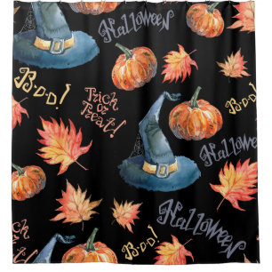 Halloween seamless pattern with halloween pumpkin, shower curtain