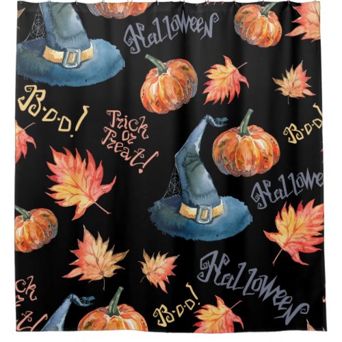 Halloween seamless pattern with halloween pumpkin shower curtain